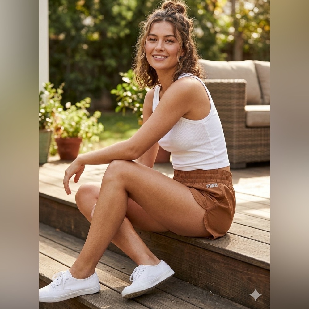 PINK Victoria's Secret High-Waist Brown Woven Shorts